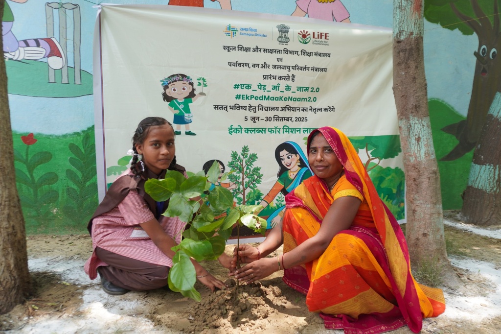 Students participating in Eco-Club gardening activity under NEP 2020